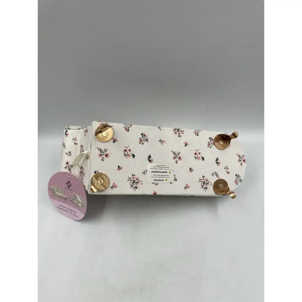 NWT Mini Floral Sofa Couch Chaise Jewelry Box Organizer 11”x6”